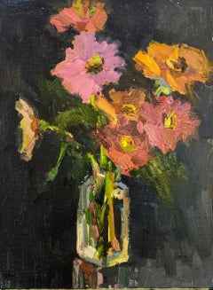 Fleurs V by Millie Gosch, Small Framed Oil on Board Still-Life Painting