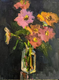 Fleurs V by Millie Gosch, Small Framed Oil on Board Still-Life Painting