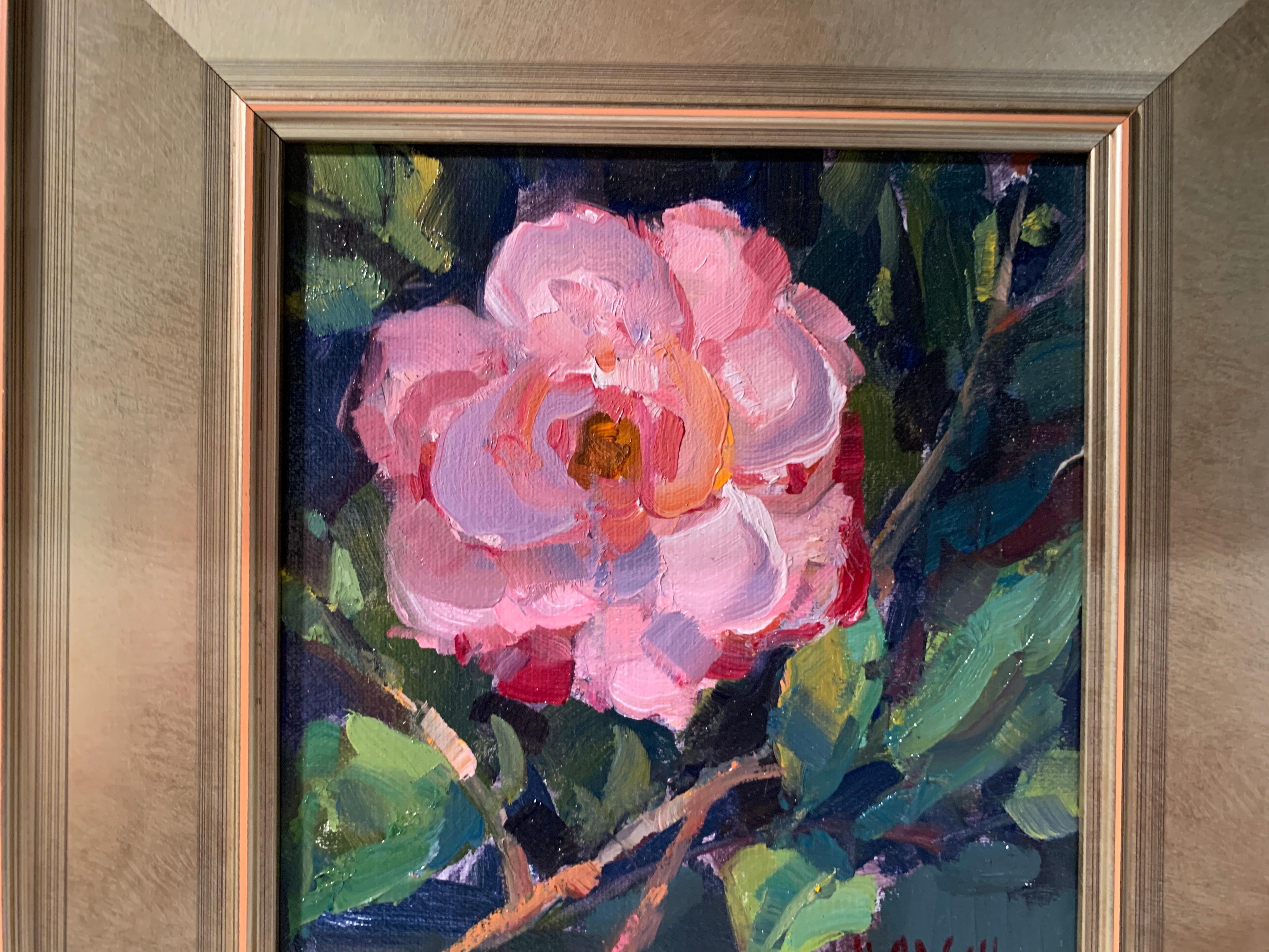 Pink Beauty by Millie Gosch, Small Framed Impressionist Still-Life Oil Painting 2