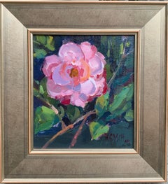 Pink Beauty by Millie Gosch, Small Framed Impressionist Still-Life Oil Painting