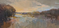 River's Eve von Millie Gosch:: gerahmtes impressionistisches Gemälde:: Öl auf Leinwand