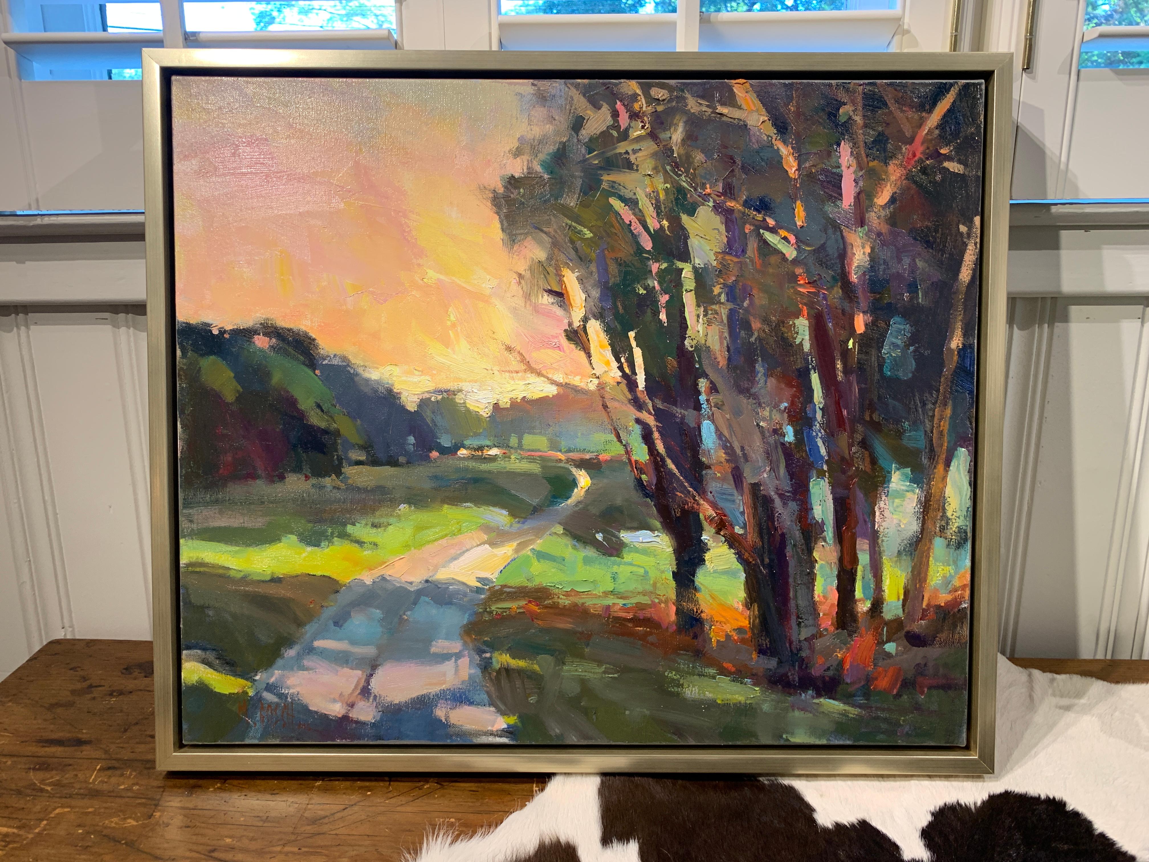 Road Home by Millie Gosch, Framed Impressionist Landscape Oil Painting 2
