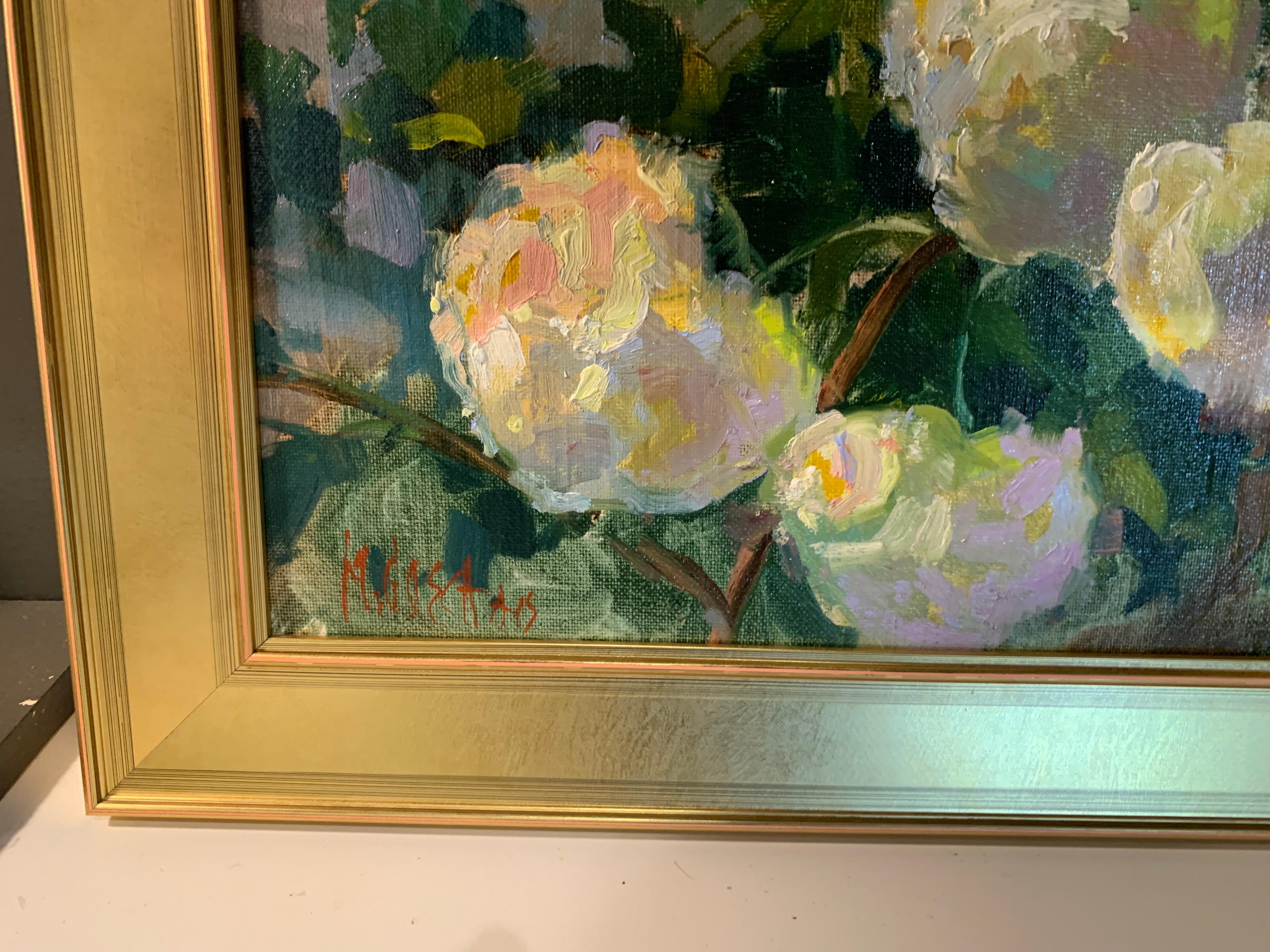 Silent Bloom by Millie Gosch, Small Framed Oil on Board Still-Life Painting 1