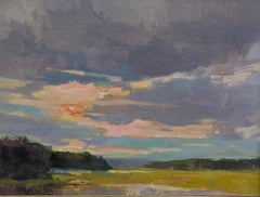 Small Landscape Painting Oil on Linen Board Impressionist Landscape Framed