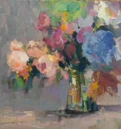 Sommergemälde von Millie Gosch, gerahmte Blumen, Öl-Stilllebengemälde