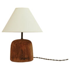 Milliner's Table Lamp - Vintage Wood Millinery Hat Block, Linen Empire Shade