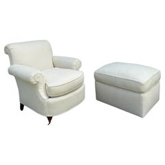 Milling Road Baker Furniture English Chair and Ottoman, set of 2