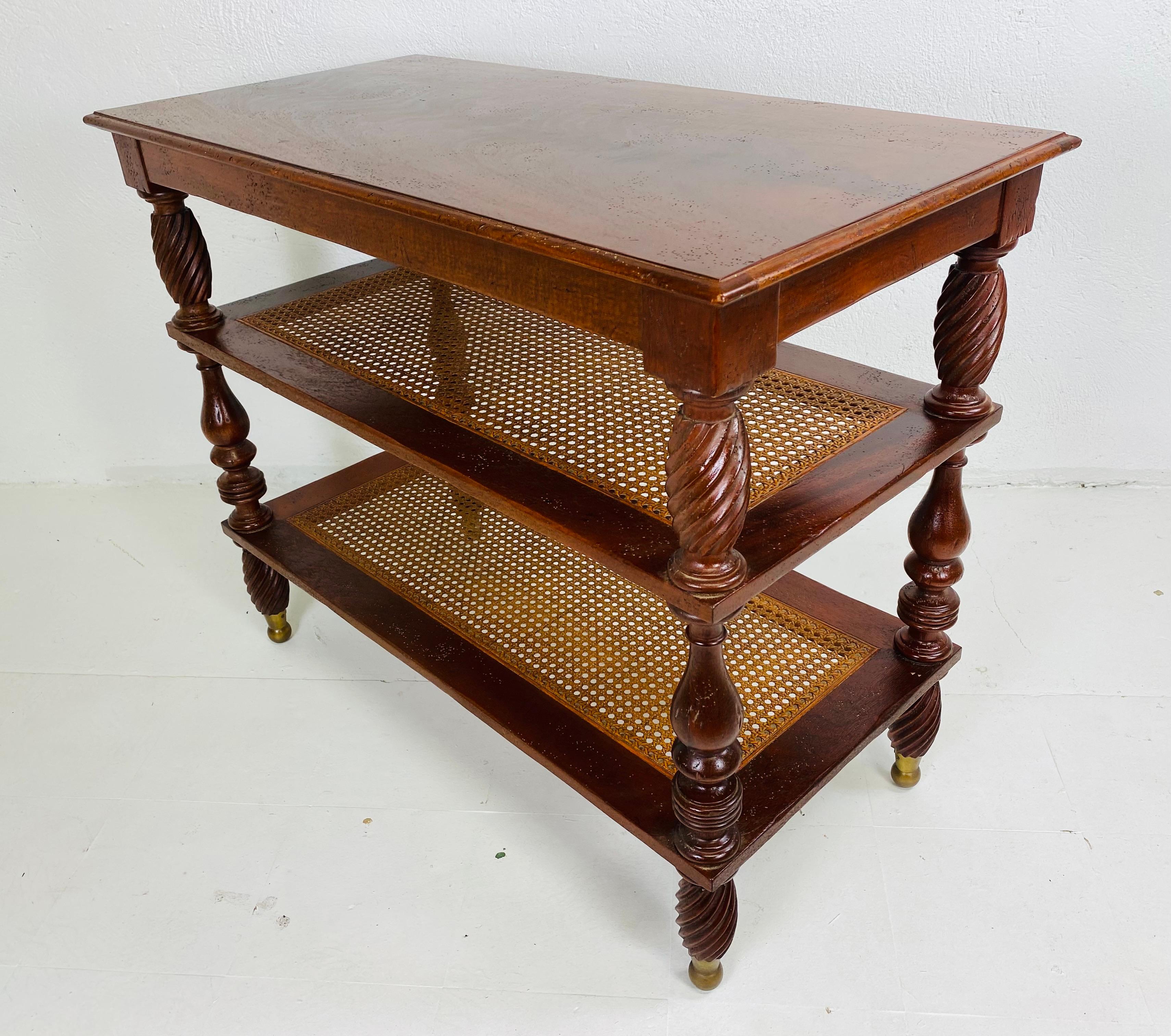 Milling Road by Baker British colonial inspired mahogany three tiered side table 4