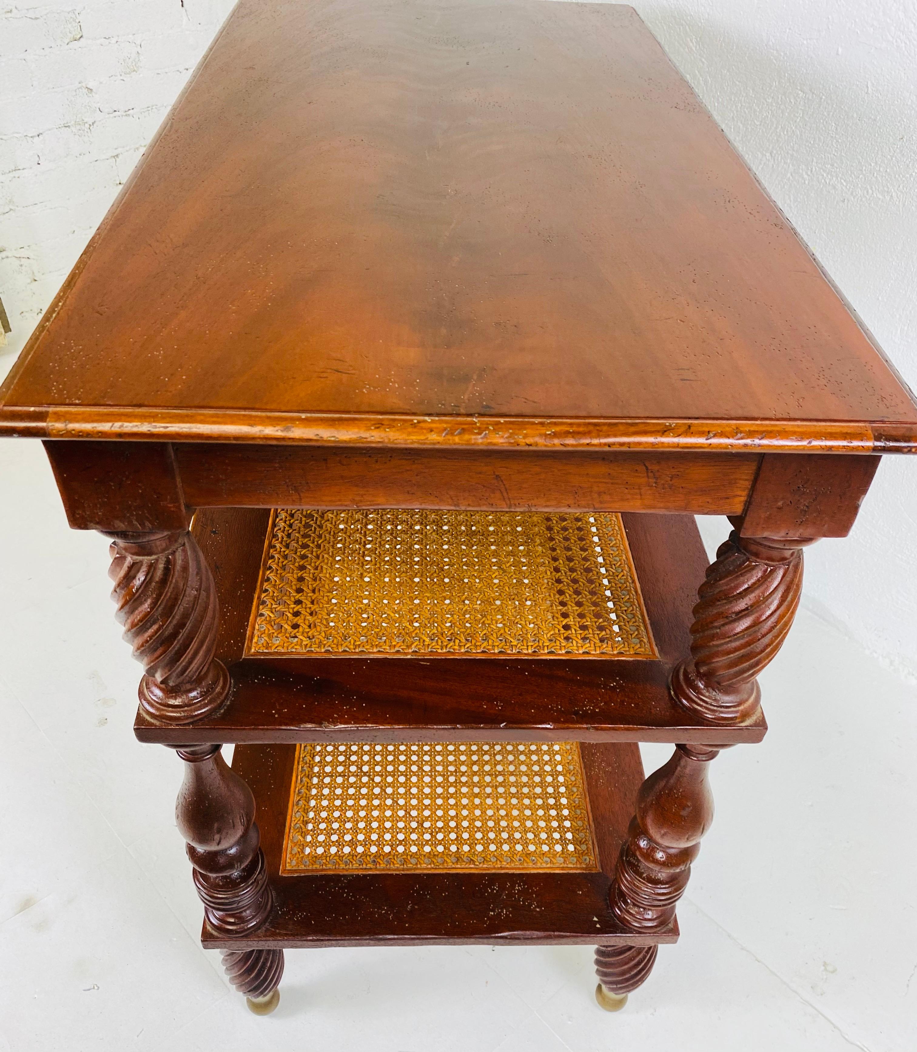 Milling Road by Baker British colonial inspired mahogany three tiered side table 1