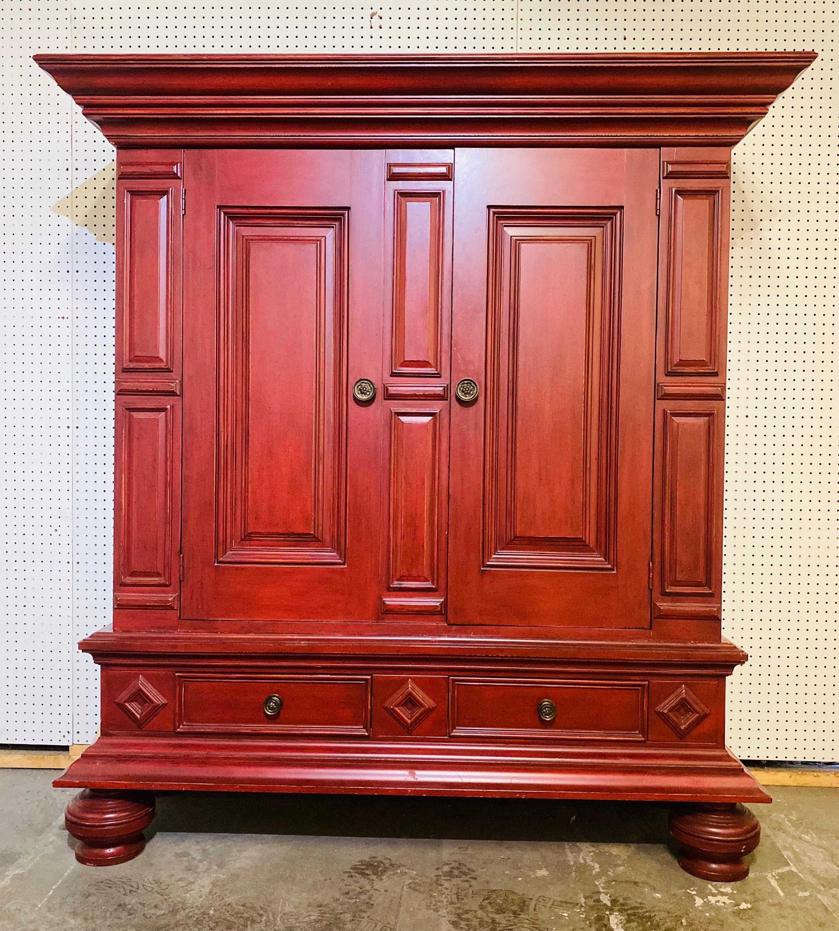 American Milling Road by Baker furniture Company Dutch style two door armoire For Sale