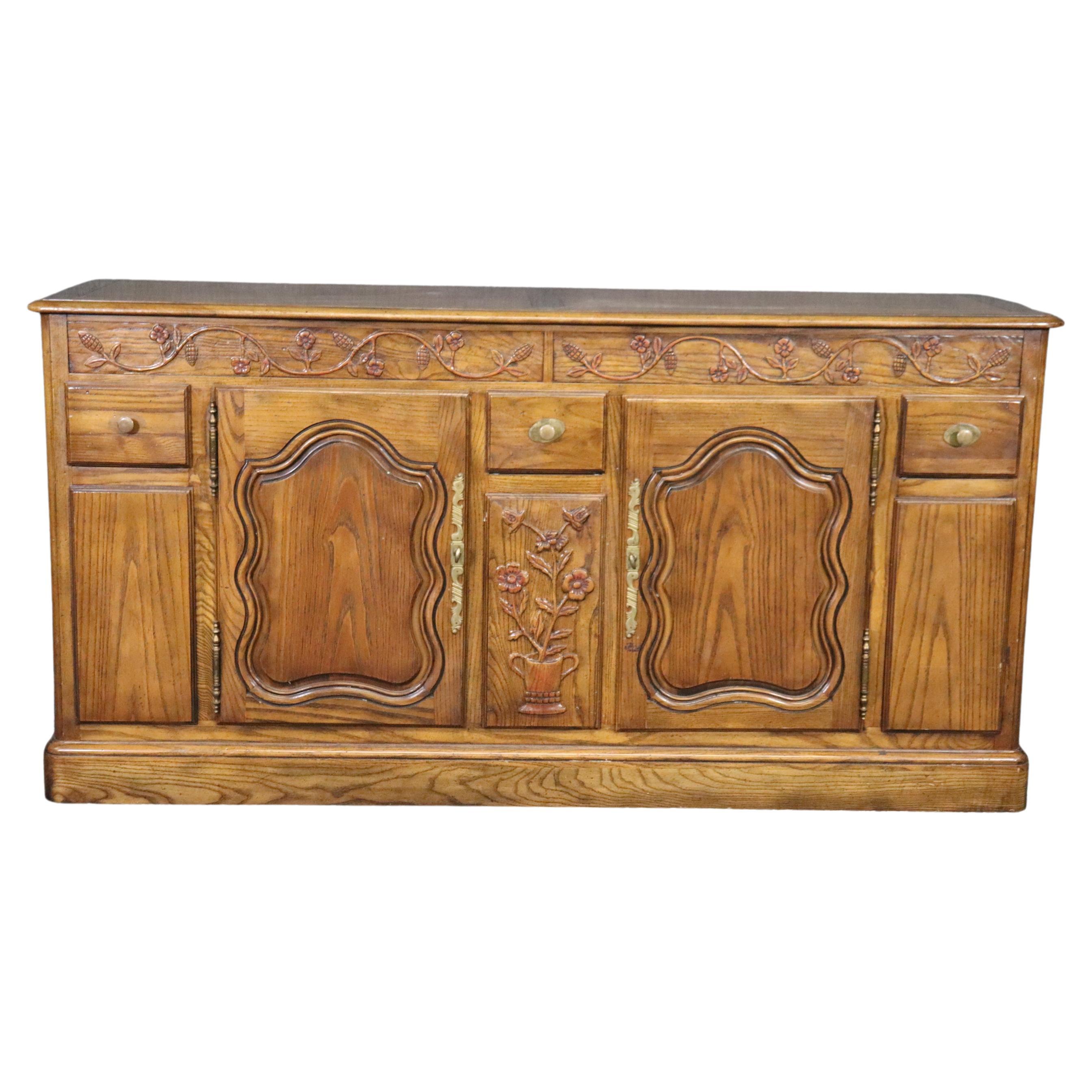 Milling Road by Baker Furniture Country French Oak Sideboard Buffet, circa 1980 For Sale
