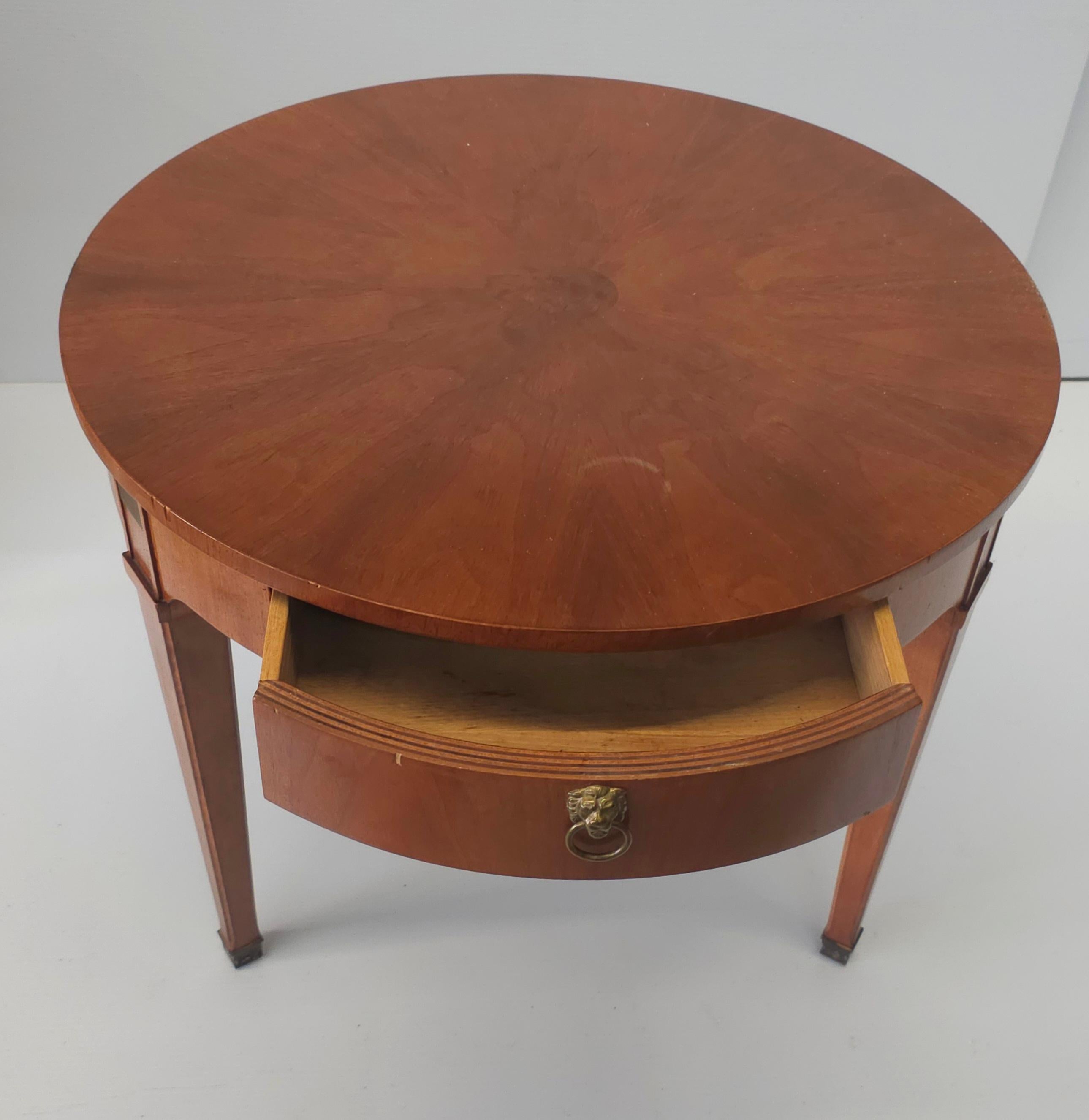 Milling Road By Baker Furniture Mahogany and Brass Fittings Gueridon Table In Good Condition For Sale In Germantown, MD