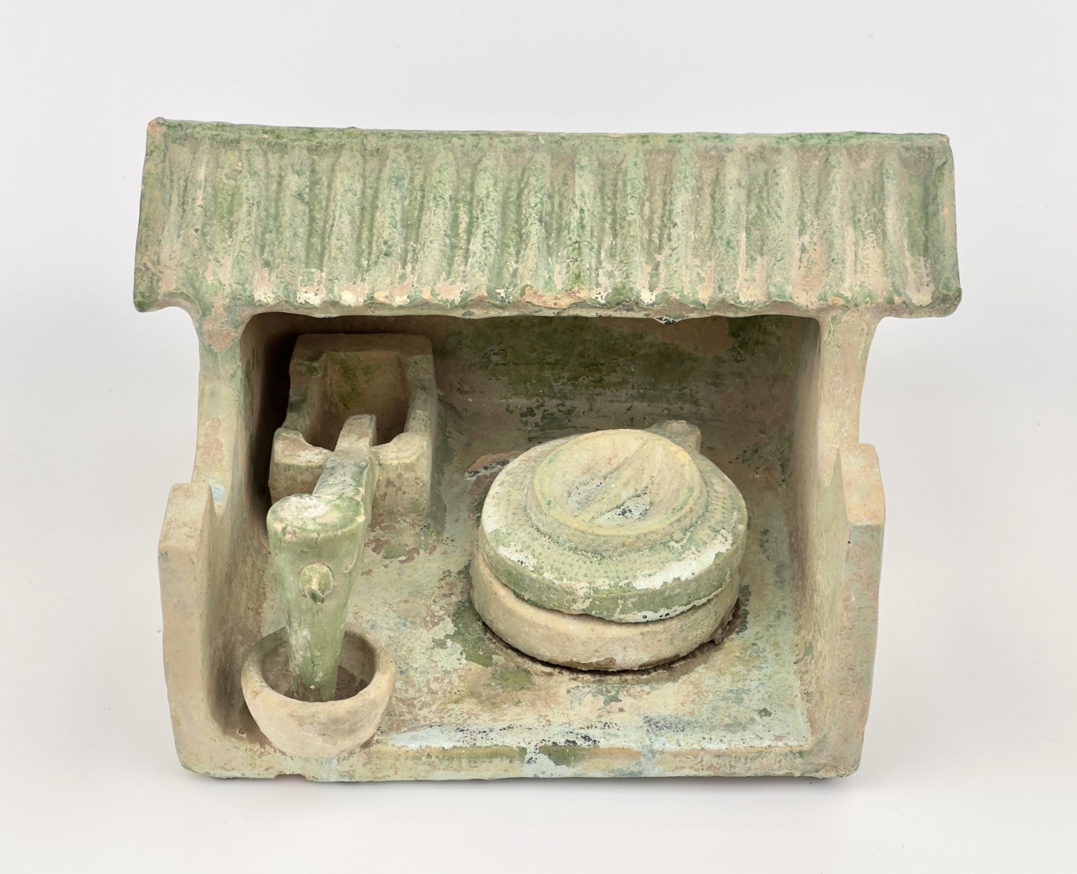 Chinese Milling Shed pottery with Green Glaze, Eastern Han Dynasty For Sale