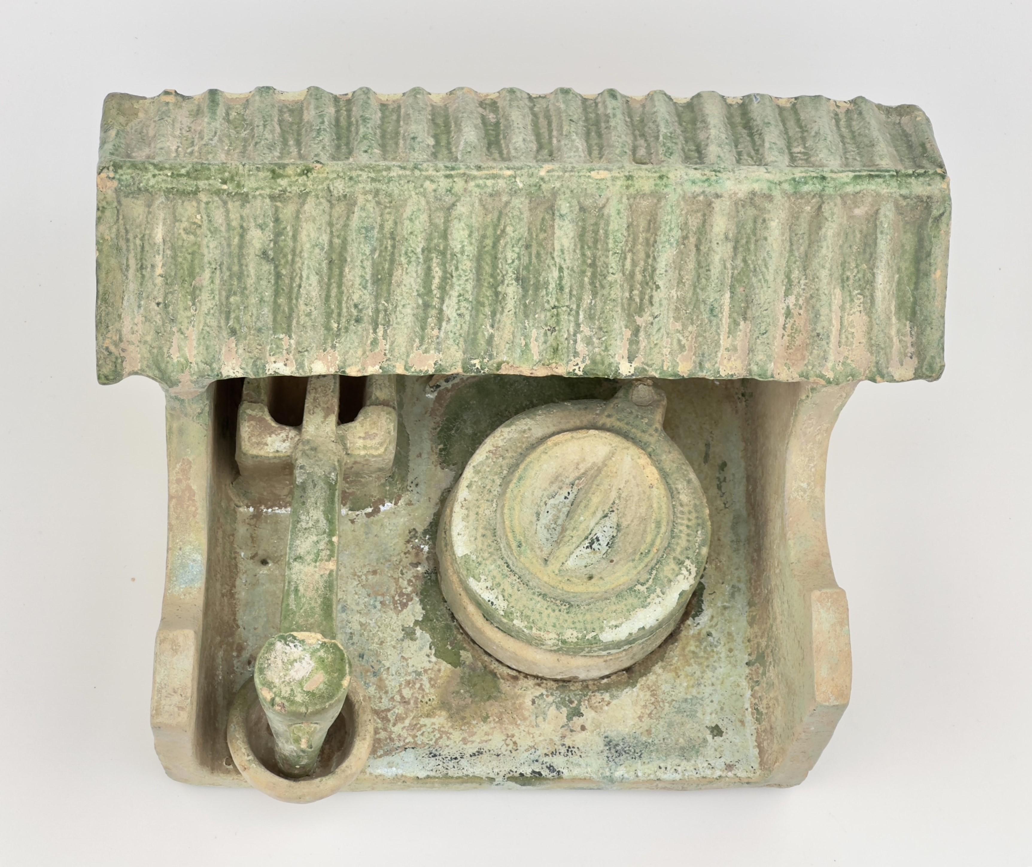 Glazed Milling Shed pottery with Green Glaze, Eastern Han Dynasty For Sale