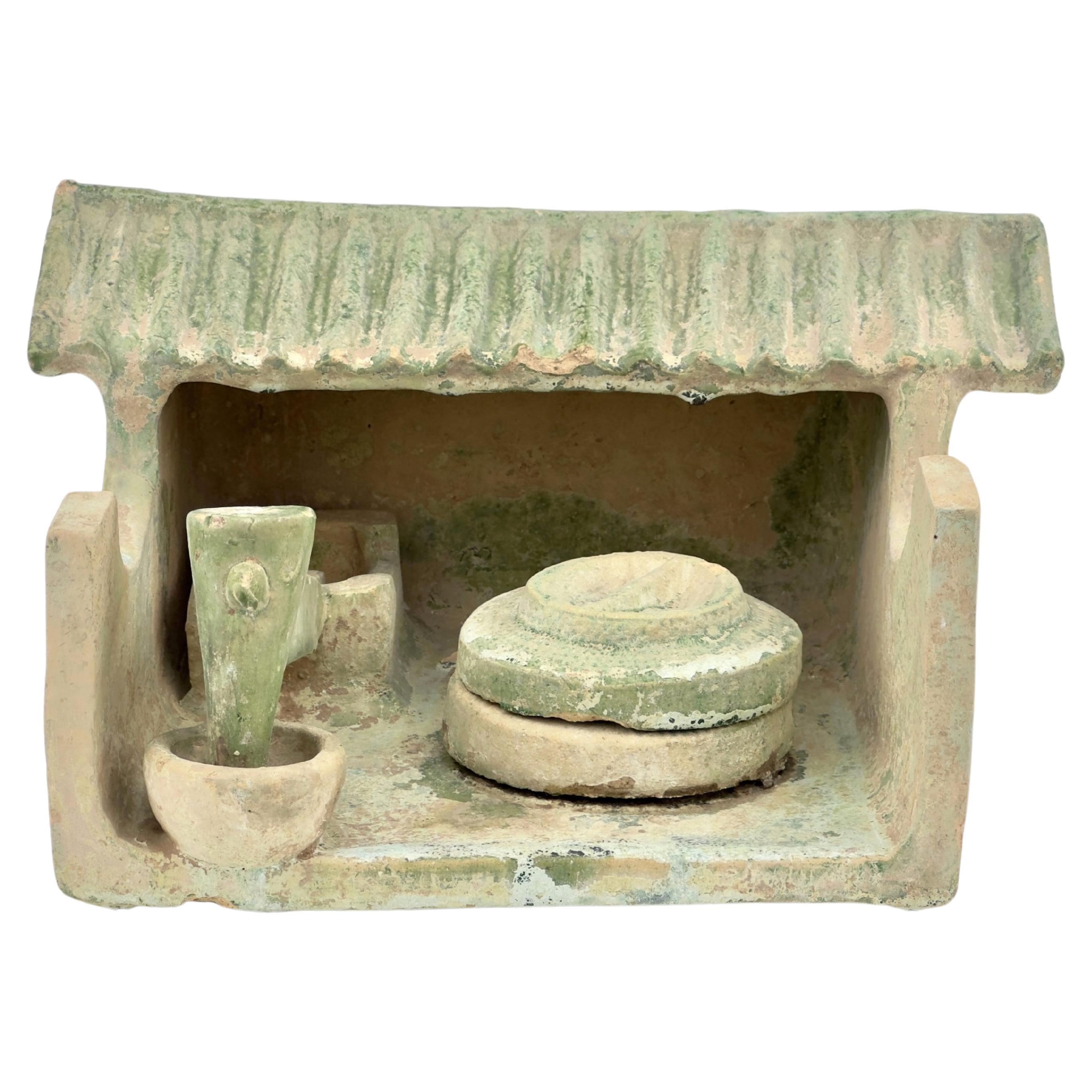 Milling Shed pottery with Green Glaze, Eastern Han Dynasty For Sale