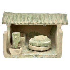 Poterie de l'atelier de meunerie à glaçure verte, dynastie des Han de l'Est