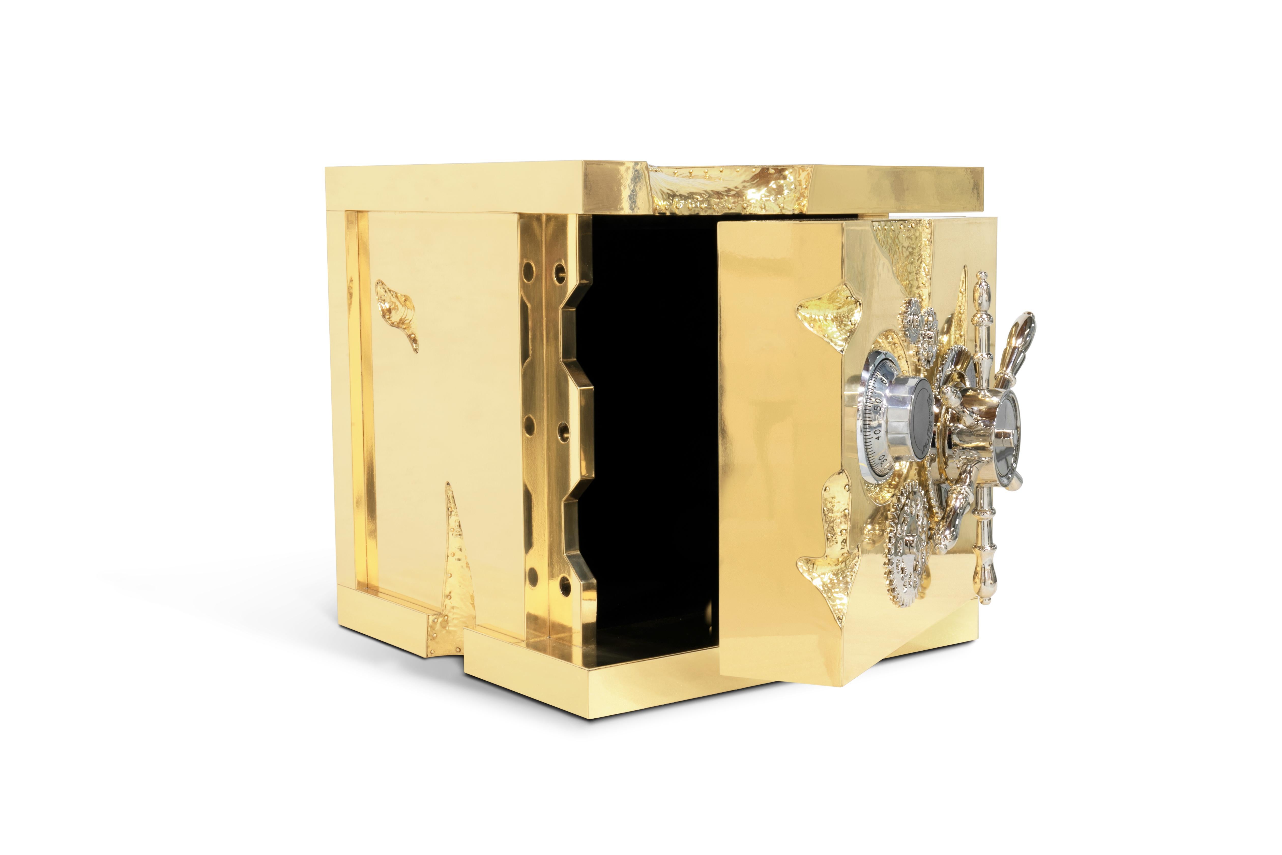 Portuguese Millionaire Jewelry Safe - Hand-Crafted Gold Plate Brass - Boca do Lobo For Sale