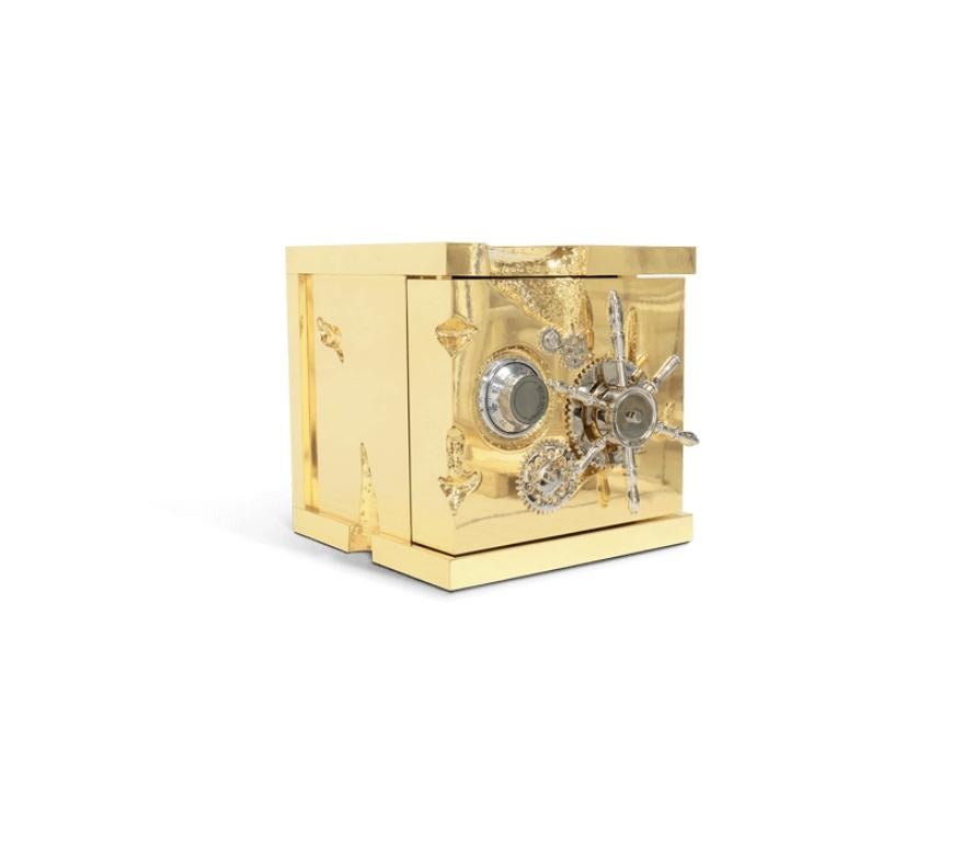 Millionaire Jewelry Safe in Polished Brass by Boca do Lobo For Sale