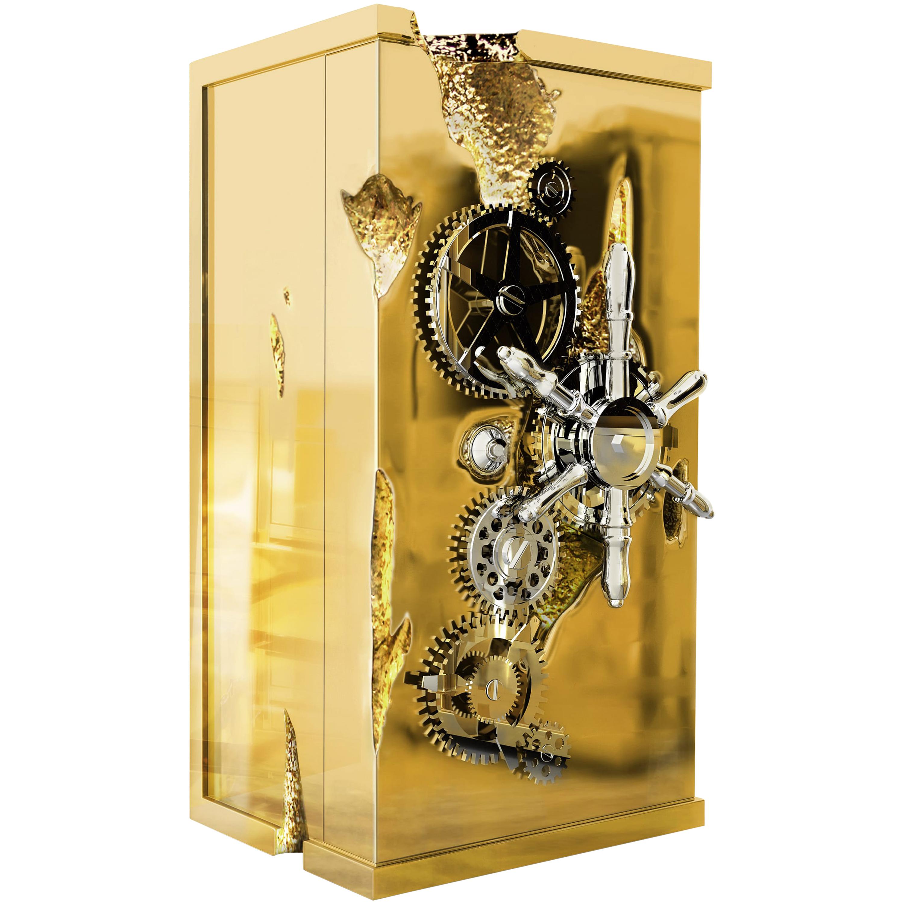 Millionaire Luxury Safe in Polished Brass by Boca do Lobo For Sale