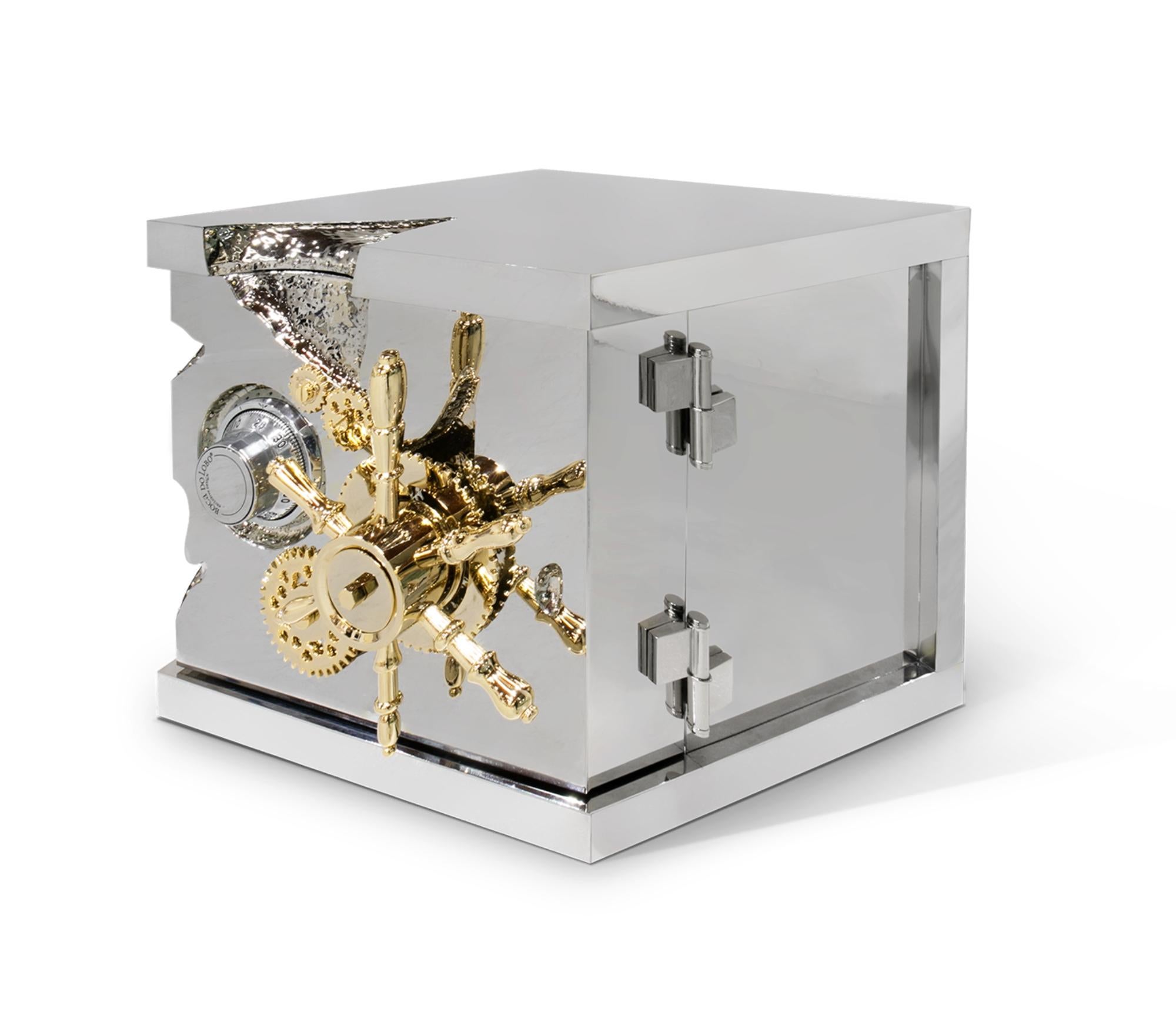 Portuguese Millionaire Silver Jewelry Safe - Hand-Crafted Gold Plate Brass - Boca do Lobo For Sale