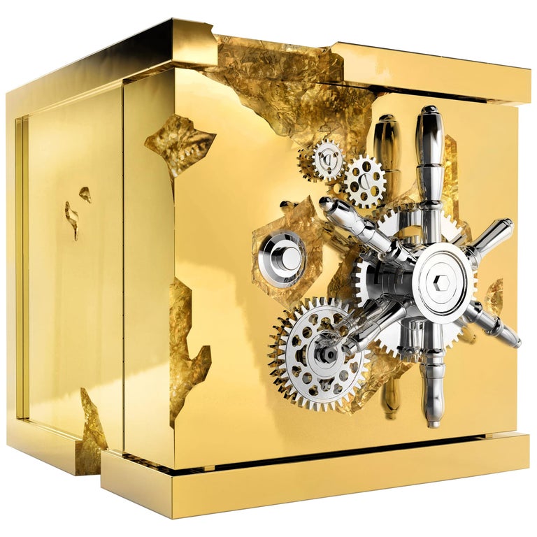 Millionaire Jewelry Safe in Polished Brass For Sale at 1stdibs