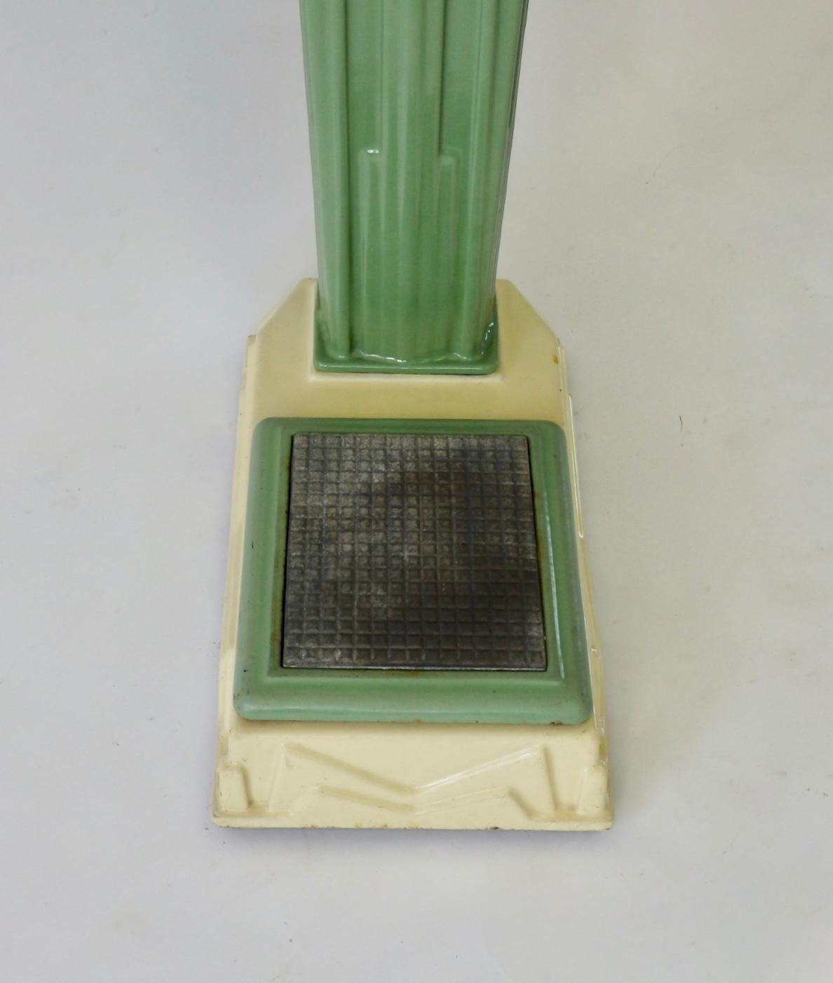 Cast Mills Novelty Art Deco Green Porcelain Penny Scale For Sale