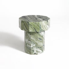 Millstone Rotating Low Table in Jade River Green Marble by Yellowdot