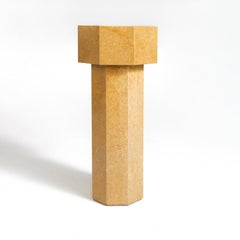 Millstone Rotating Side Table in Sunshine Yellow  Travertine by Yellowdot