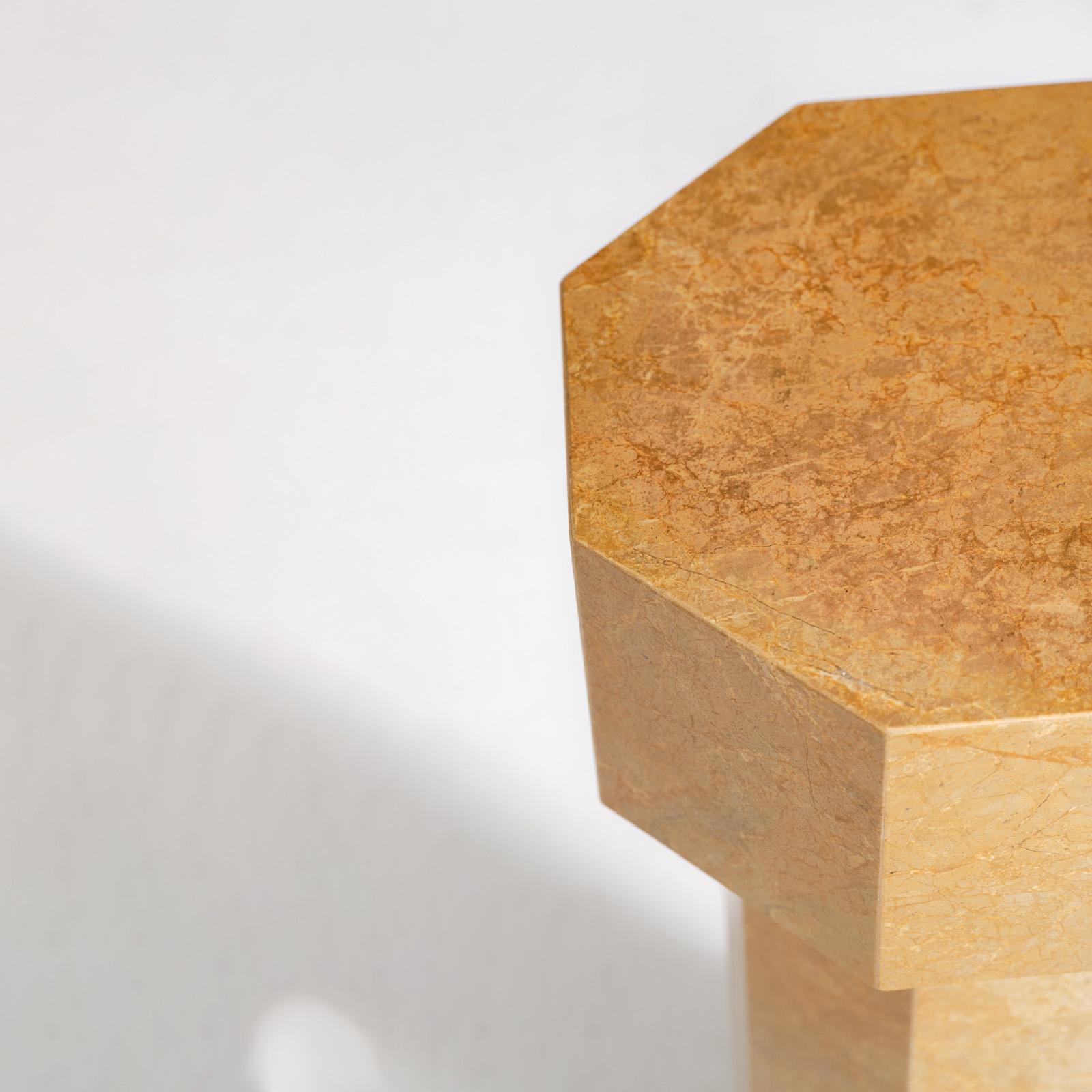 Millstone Rotating Side Table in Sunshine Yellow  Travertine by Yellowdot In New Condition For Sale In Milan, IT
