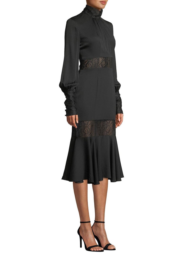 Milly Black Arianna Dress US 4 at 1stDibs | milly black lace dress