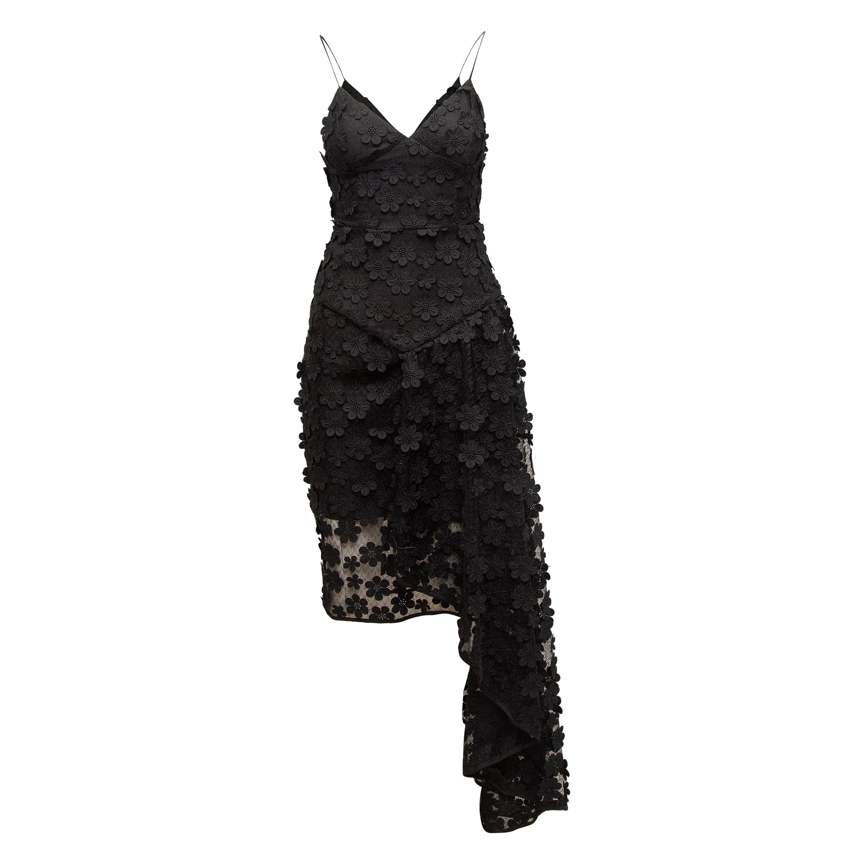Milly Black Floral Guipure Lace Sleeveless Dress