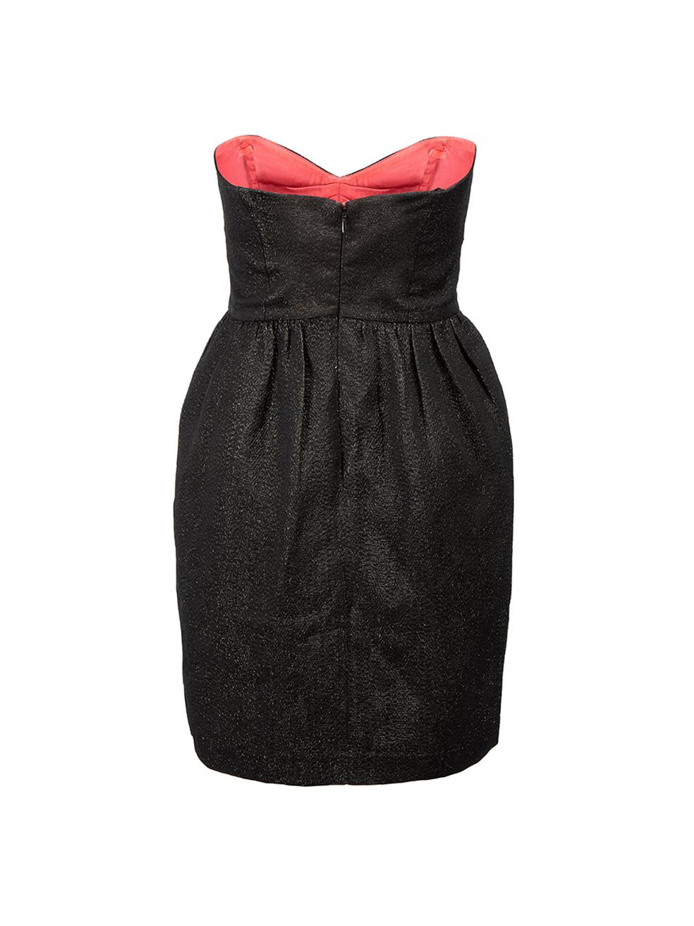 Noir Mini robe sans bretelles à paillettes noires Milly Taille XXS en vente