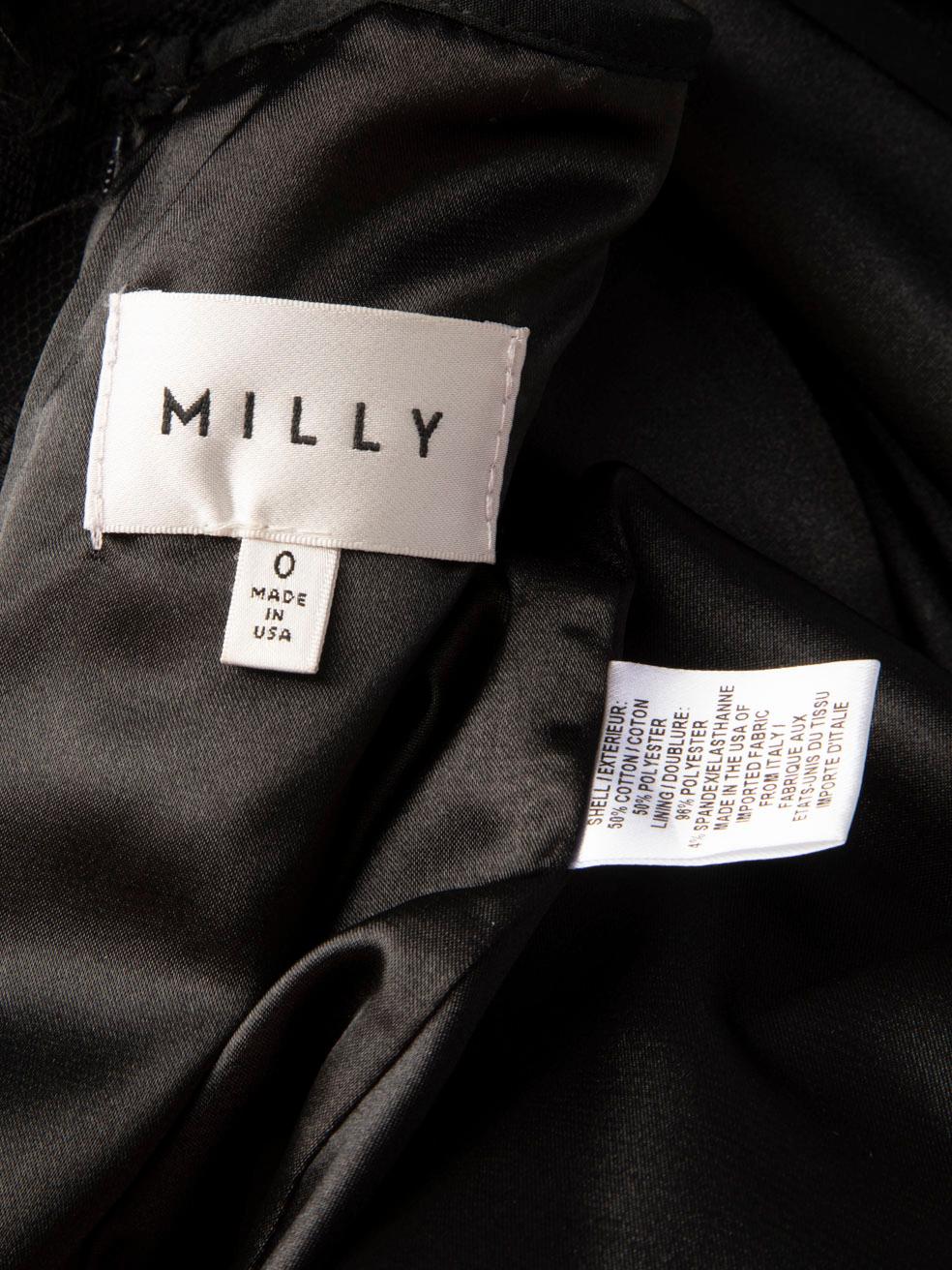 Milly Schwarz Spitze Volantärmel Kleid Größe XXS Damen im Angebot