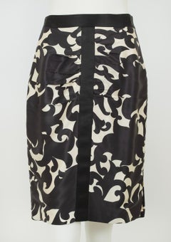 Milly Gonna a tubino in raso increspato nero e blu - XS, 2002