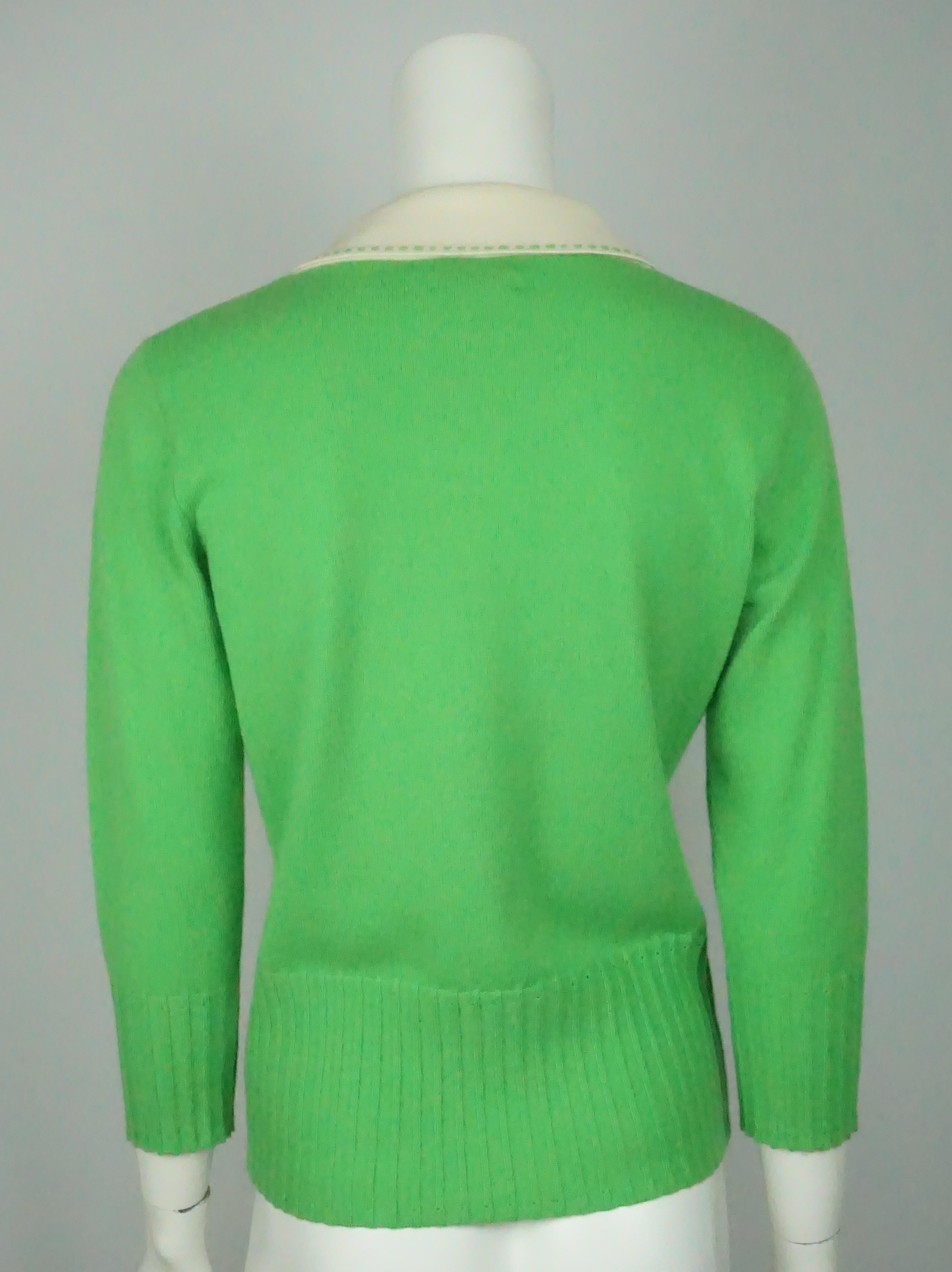 Milly Green & Ivory Sweater - Medium In Excellent Condition In West Palm Beach, FL