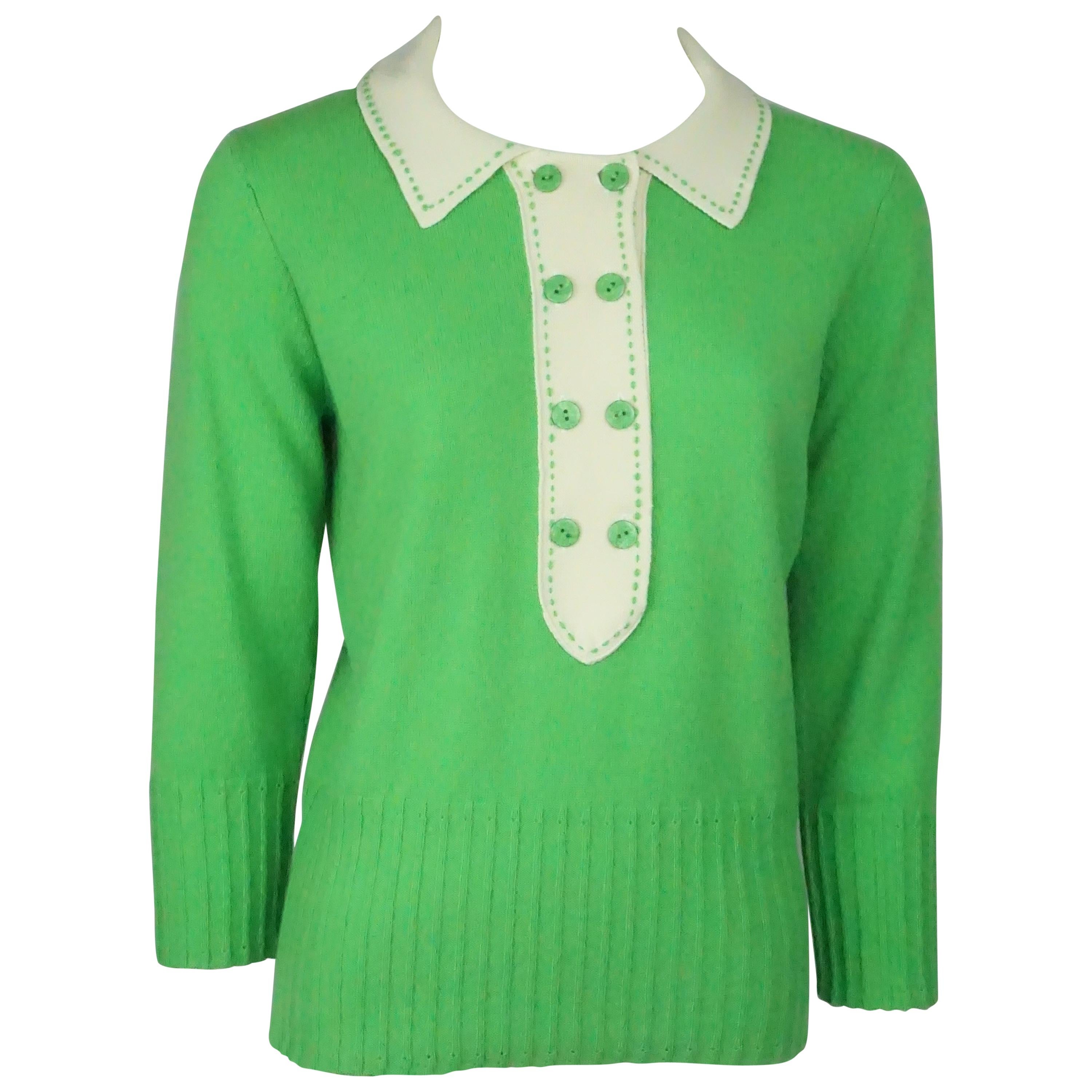 Milly Green & Ivory Sweater - Medium