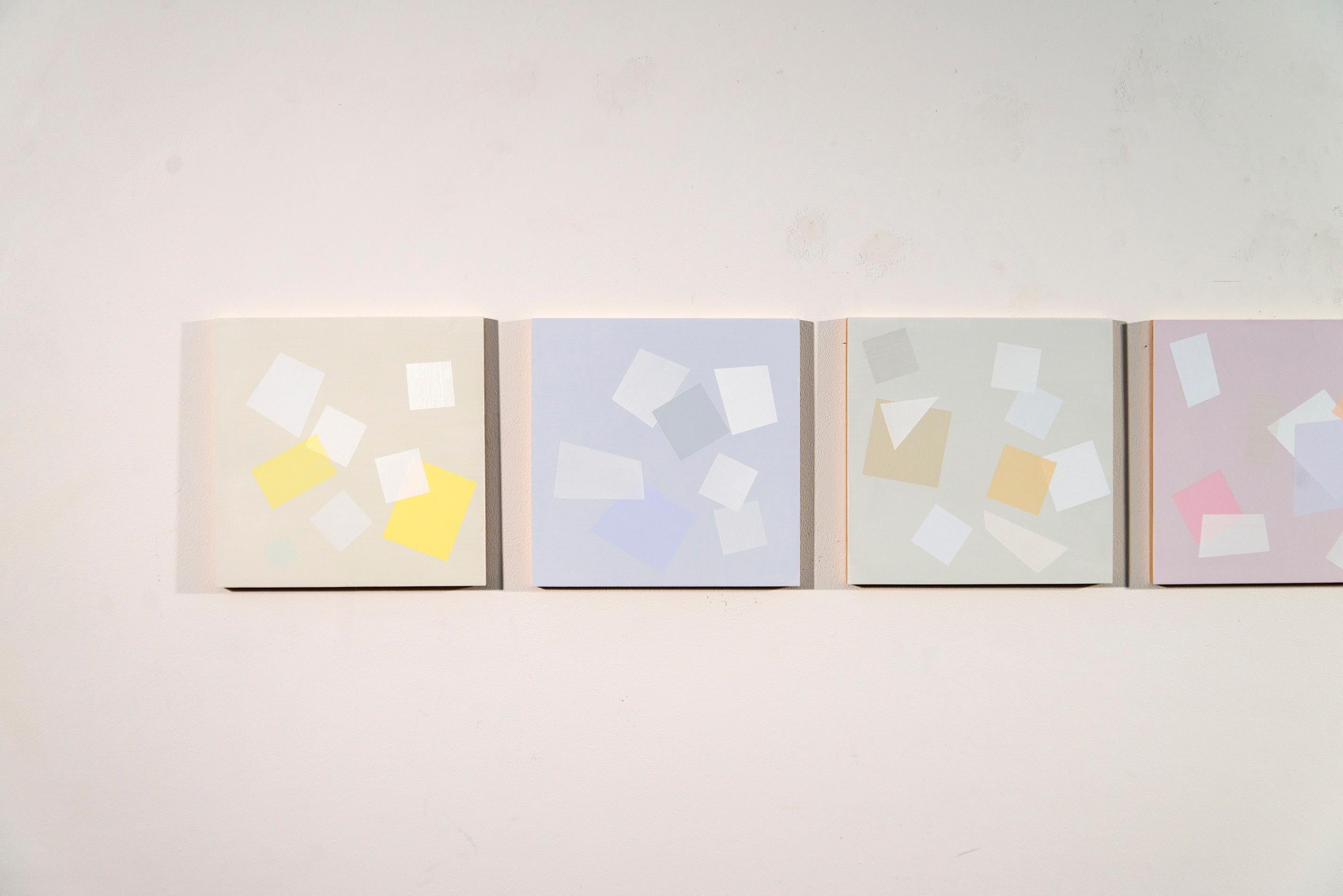 7 Pieces for Arvo Part - light, colourful, multiples, squares, acrylic on canvas For Sale 14