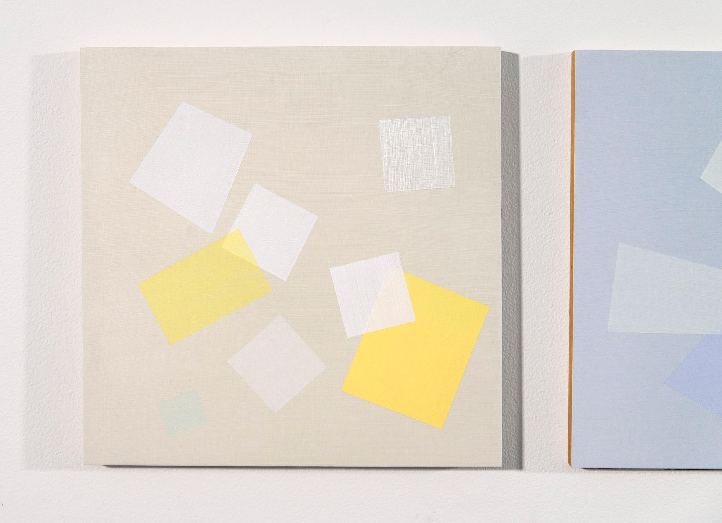 7 Pieces for Arvo Part - astratto geometrico, raggruppamento, acrilico su tela - Abstract Painting Beige di Milly Ristvedt