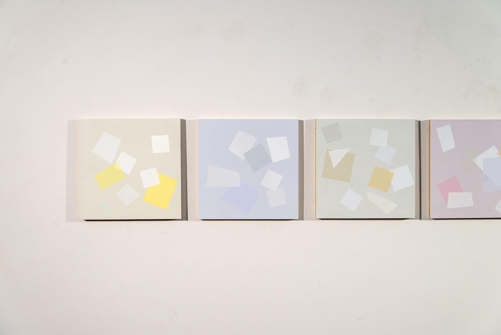 7 Pieces for Arvo One - légères, colorées, multiples, carrées, acrylique sur toile en vente 1