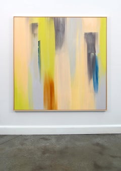 A Deep Breath - large, soft, green, grey, gestural abstract, acrylic on canvas