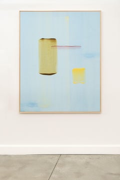 Artificial Sky - large, blue, yellow, ochre, abstract, acrylic on canvas