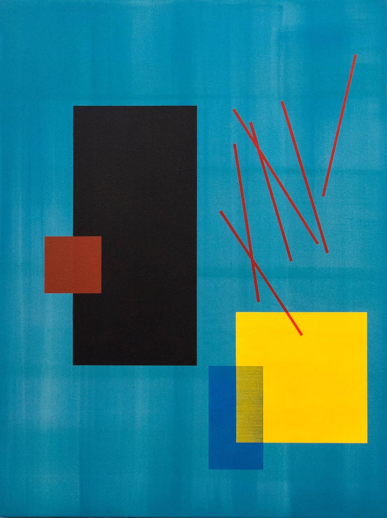Milly Ristvedt Abstract Painting - Balancing Act - large, bright, colourful, geometric abstract, acrylic on canvas