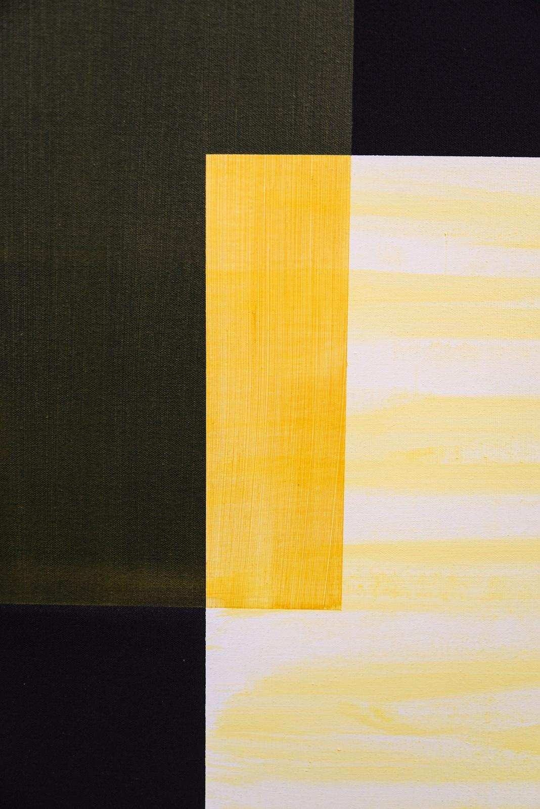 Nero - grande, giallo, verde, blu, astrazione geometrica, acrilico su tela in vendita 3
