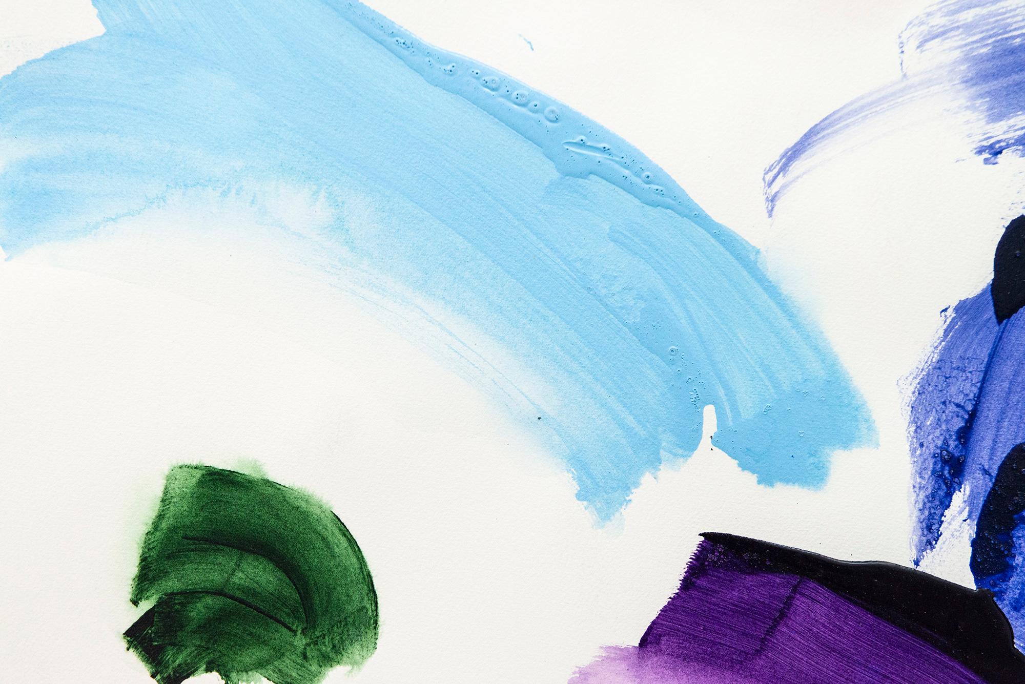 Blue Ball Emma Lake - zeitgenössisch, minimalistisch, abstrakt, Acryl auf Papier im Angebot 3