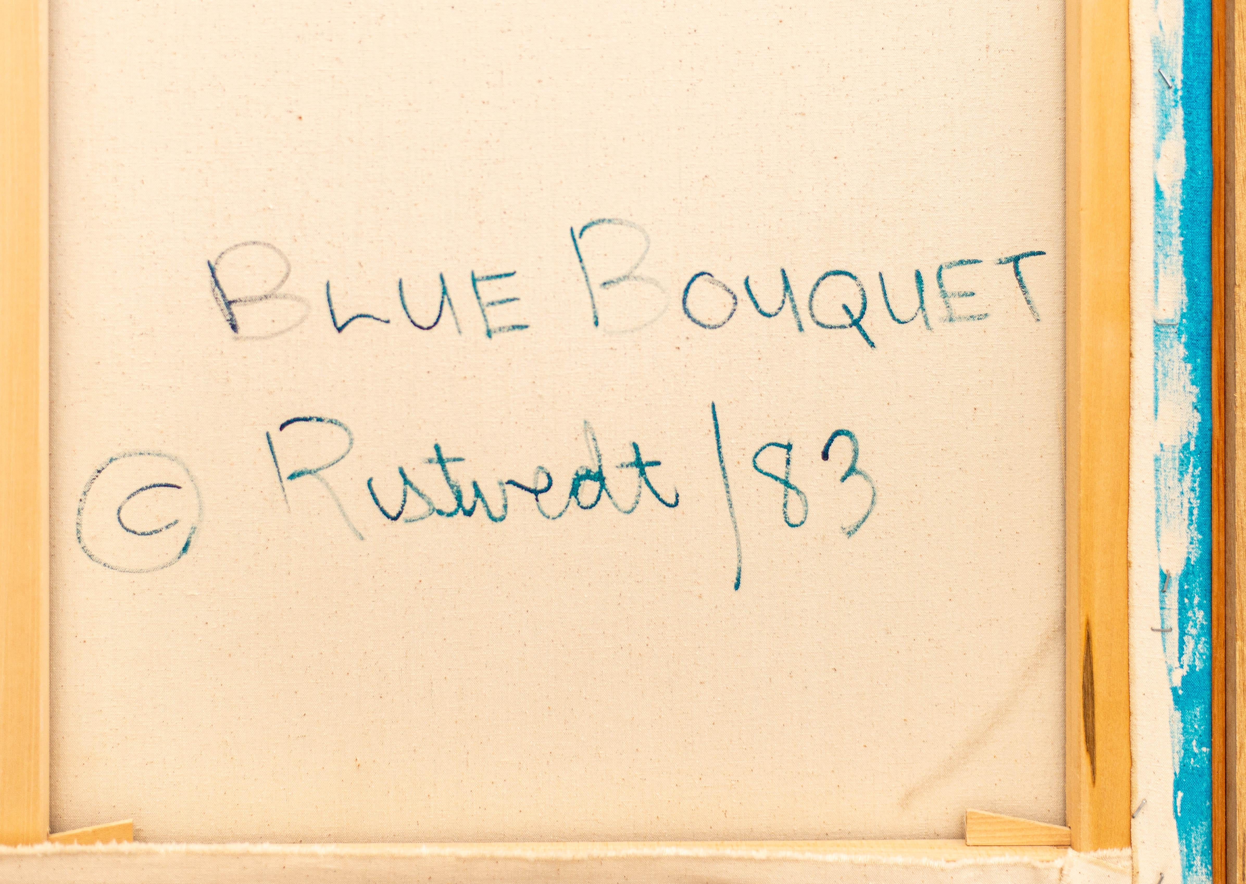 Bouquet blu - astratto contemporaneo e gestuale, acrilico su tela in vendita 7