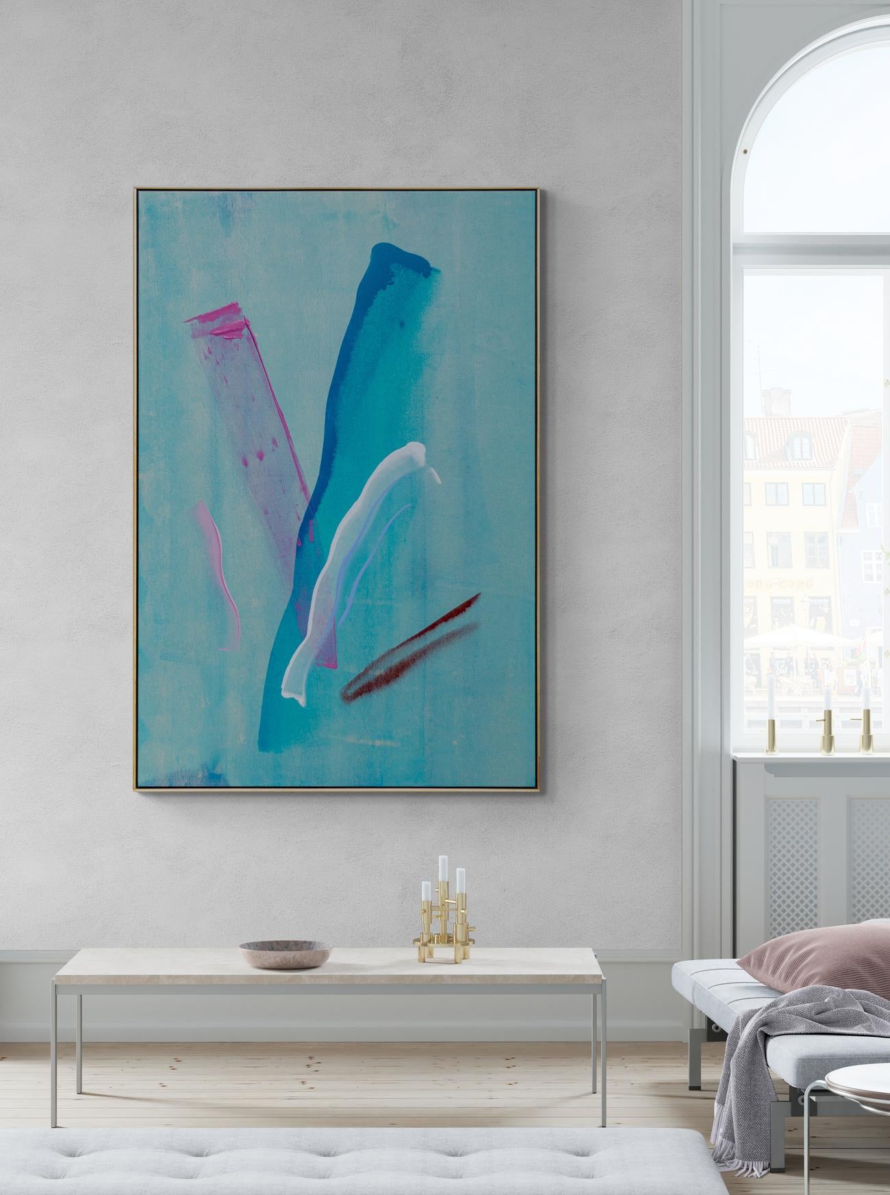 Bouquet blu - astratto contemporaneo e gestuale, acrilico su tela in vendita 8