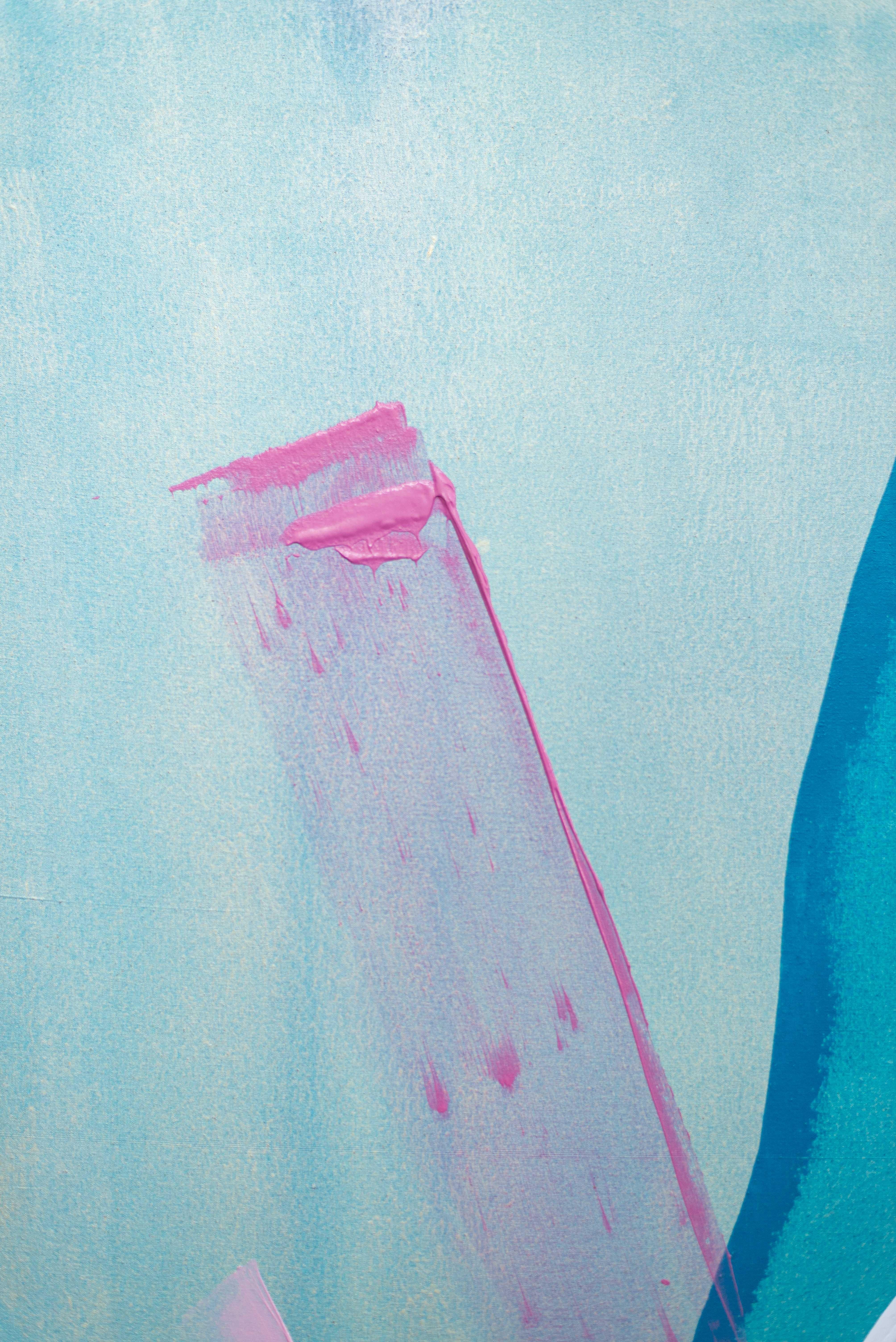Bouquet blu - astratto contemporaneo e gestuale, acrilico su tela in vendita 2