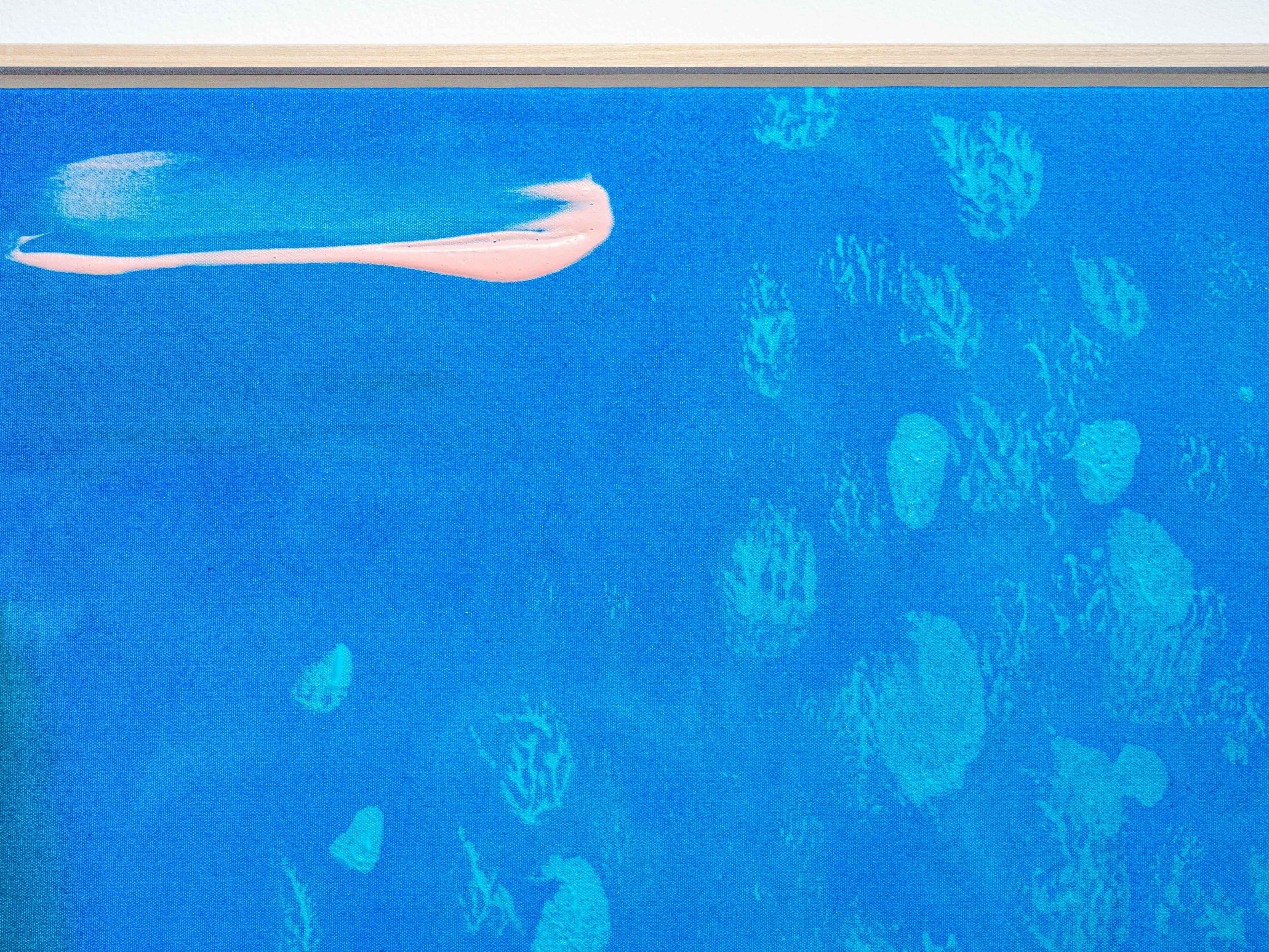 Blue Lagoon - groß, farbenfroh, modernist, gestisch abstrakt, Acryl auf Leinwand im Angebot 2