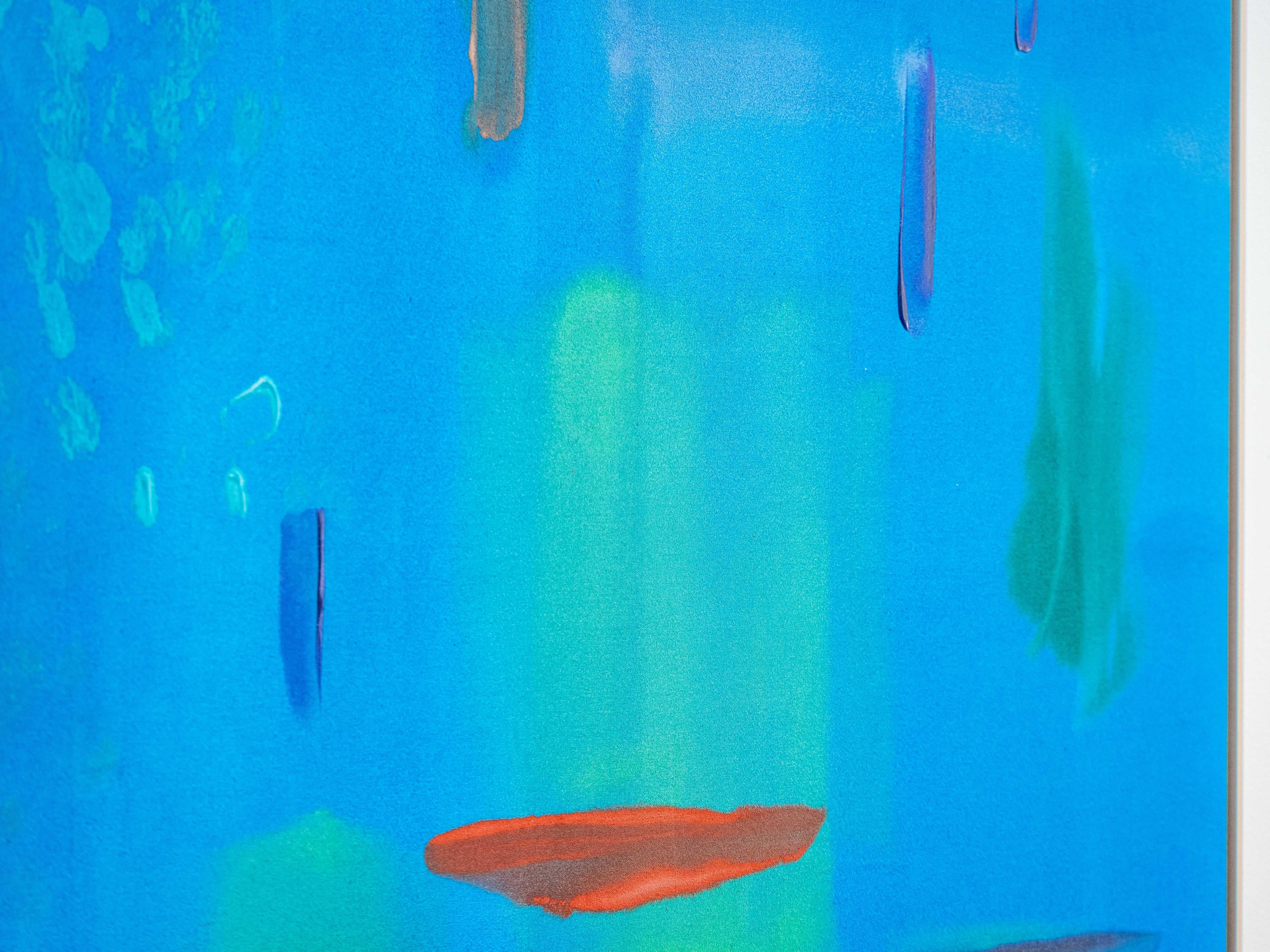 Blue Lagoon - groß, farbenfroh, modernist, gestisch abstrakt, Acryl auf Leinwand im Angebot 5