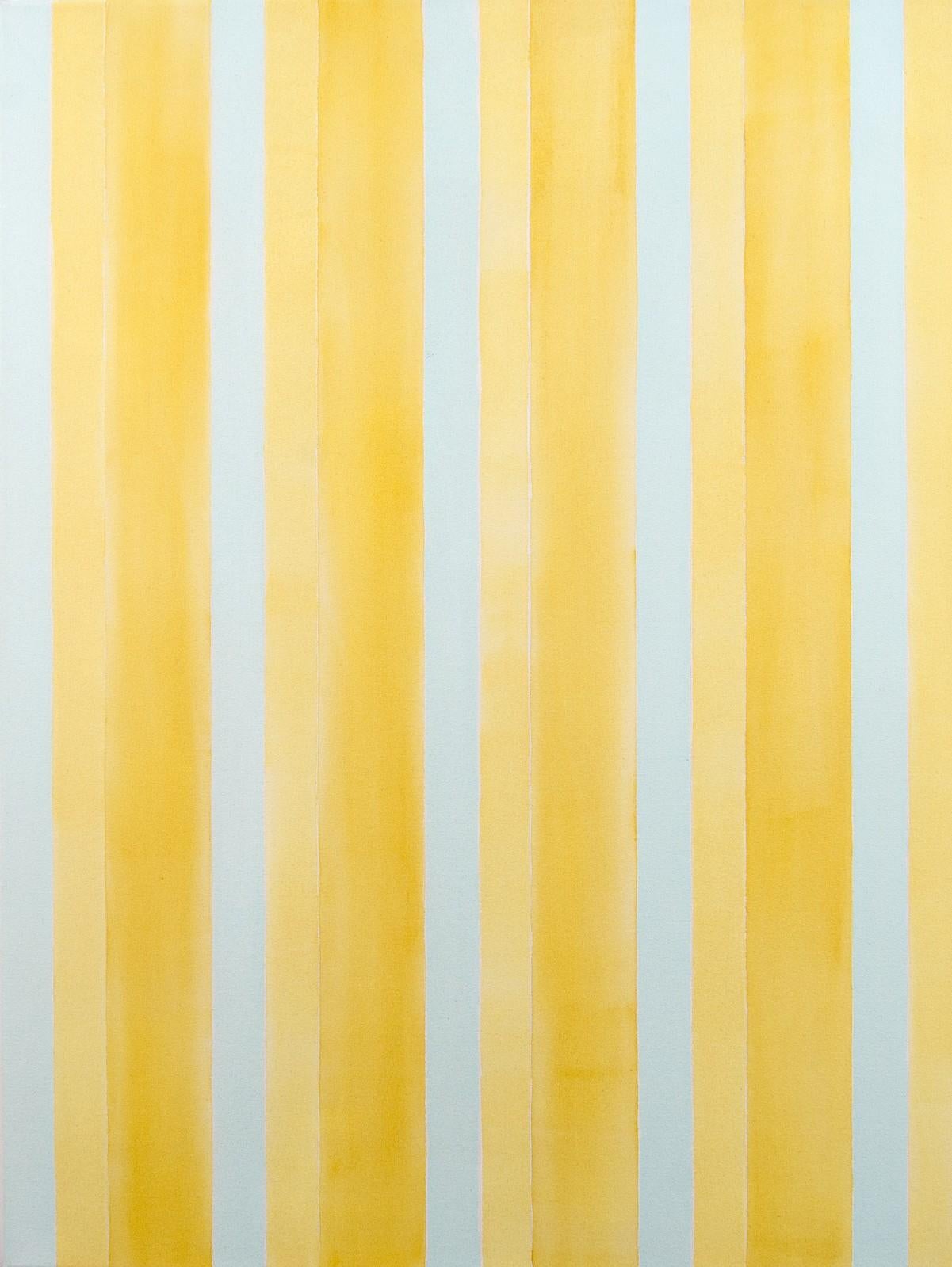 Milly Ristvedt Abstract Painting - Breathing Space for Agnes - large, bright, yellow, stripes, acrylic on canvas